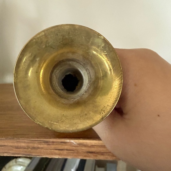 Vintage Solid Brass 6.5” Bud Vase Gold - Picture 6 of 8